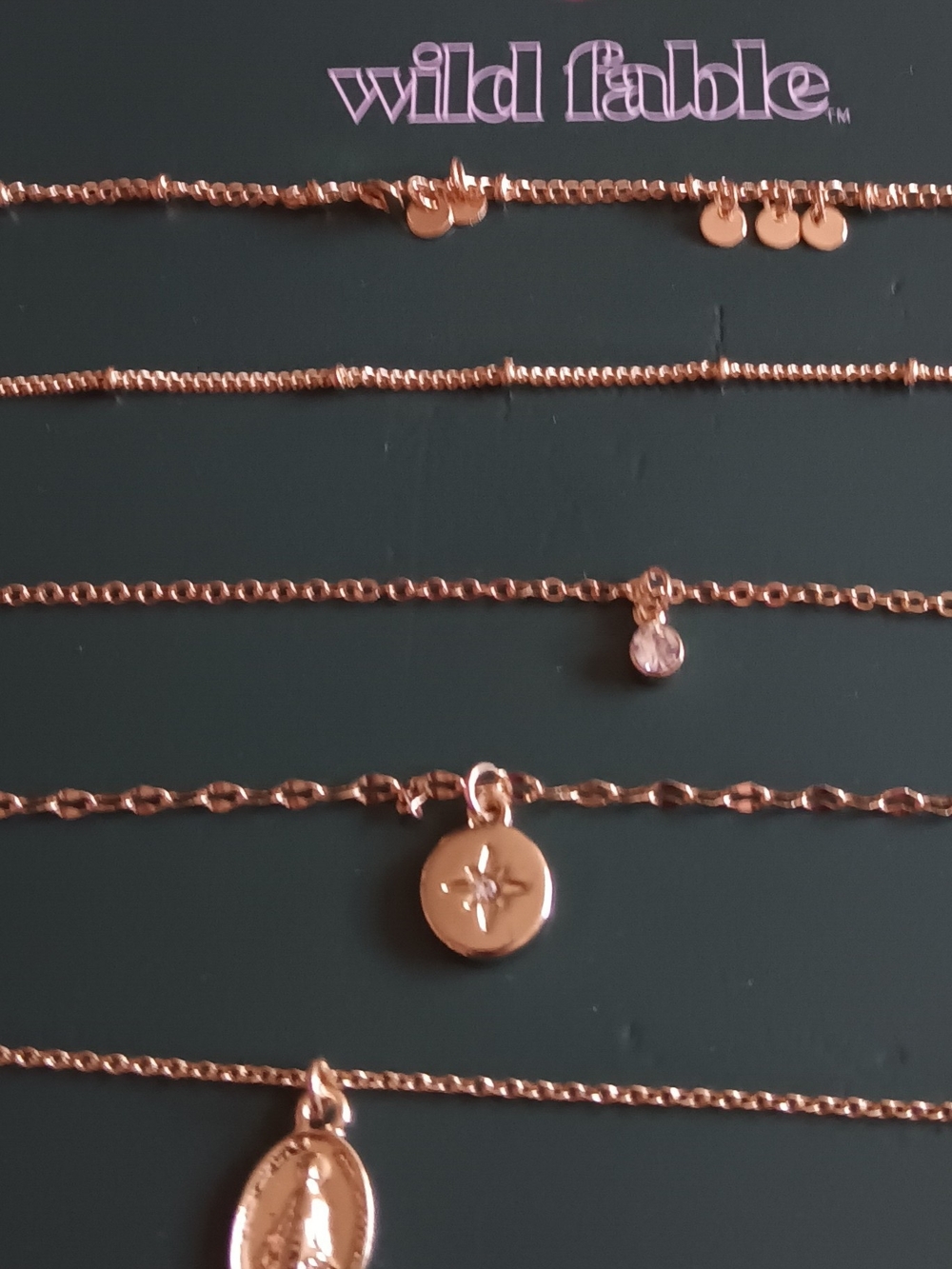 WILD FABLE FIVE DELICATE GOLD TONE NECKLACE SET